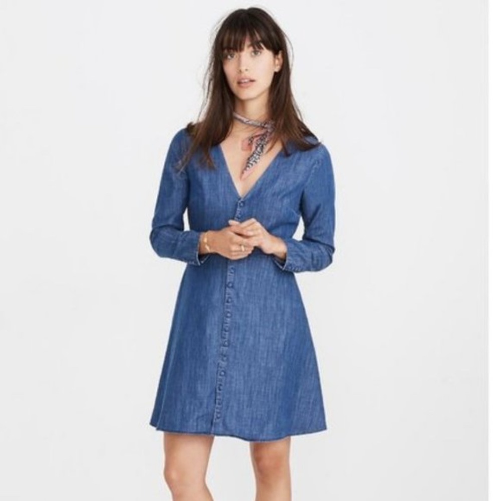 Madewell Front Button Chambray Dress
